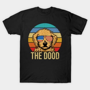 Vintage Goldendoodle The Dood American Flag Glasses T-Shirt